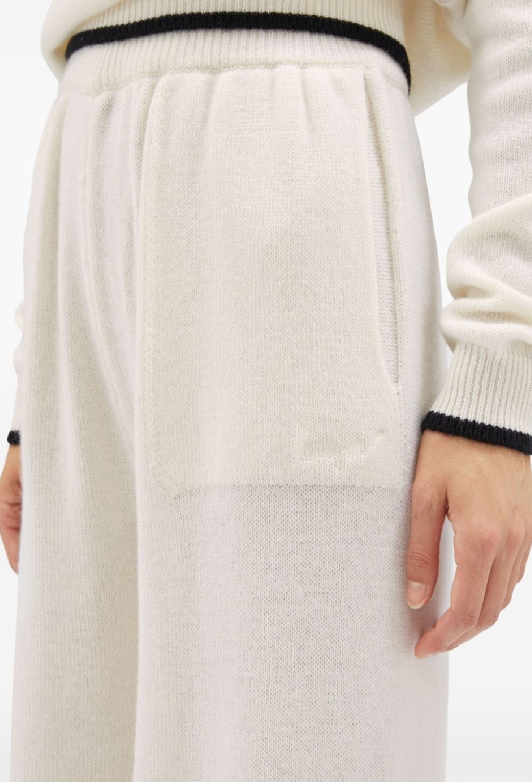 Msgm Wide-leg Wool Blend Trousers In White