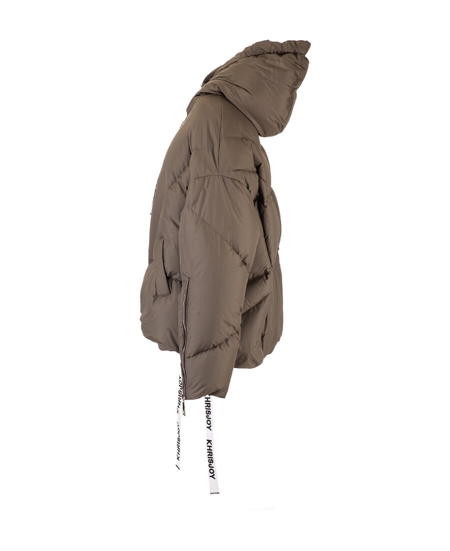 Khrisjoy Nylon Down Jacket With Hood And Padded Design In Gray