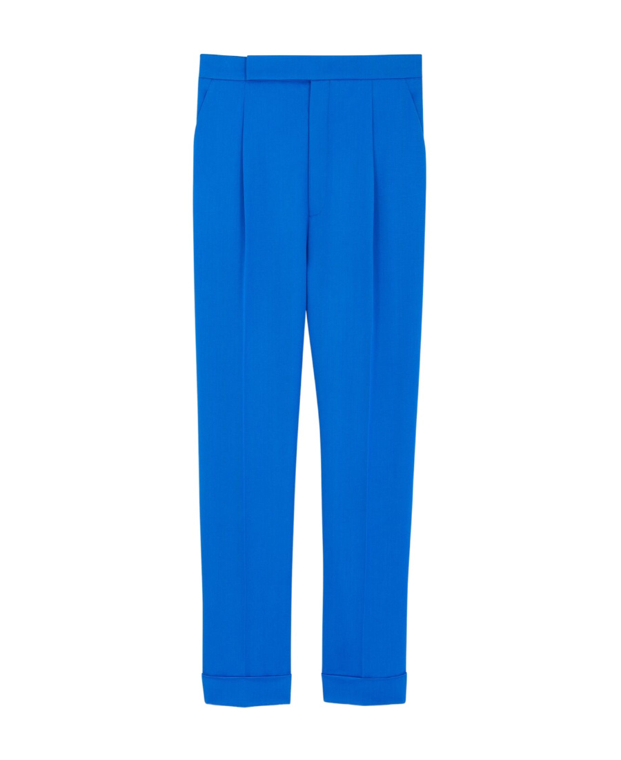 Saint Laurent Tailored Gabardine Trousers In Blue