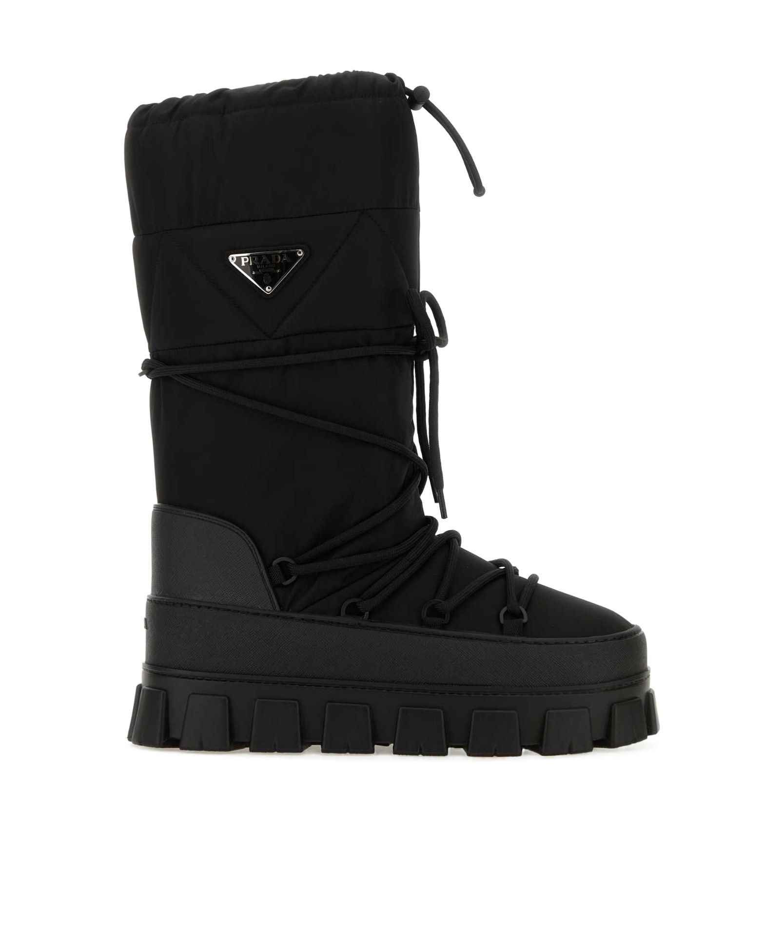 Prada Recycled Nylon Moon Boots In Black