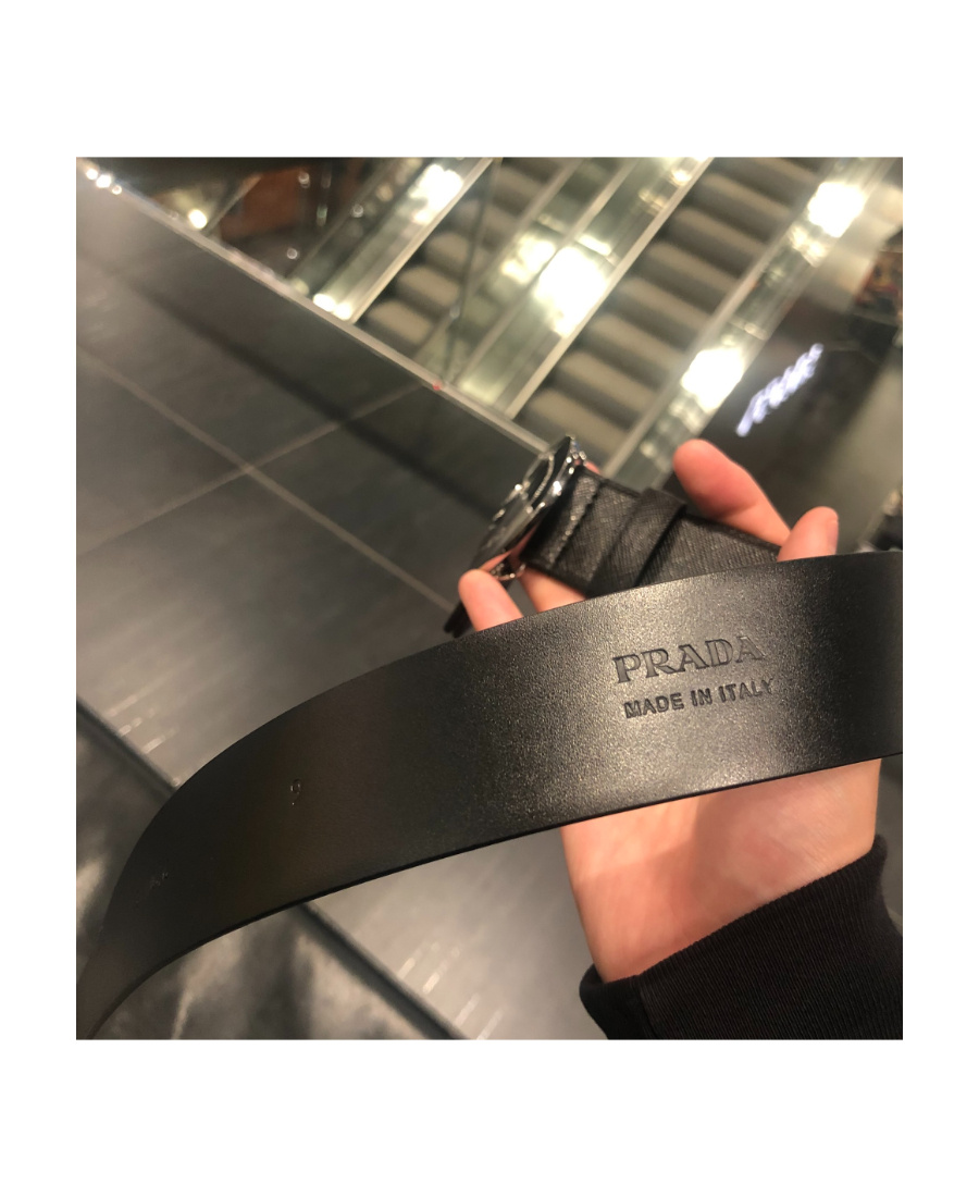 Prada Black Buckle Belt In Black
