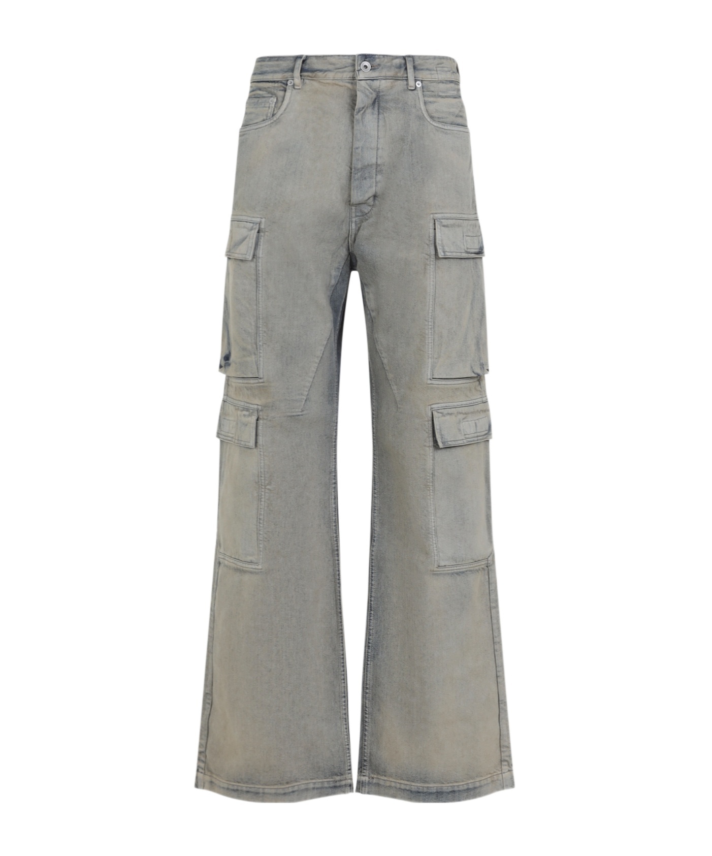 Rick Owens Drkshdw Wide Leg Cargo Style Denim Trousers In Animal Print