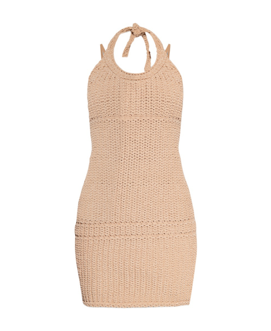 Jacquemus La Robe Nuvola Halter Neck Sweater Dress In 810 Light Brown