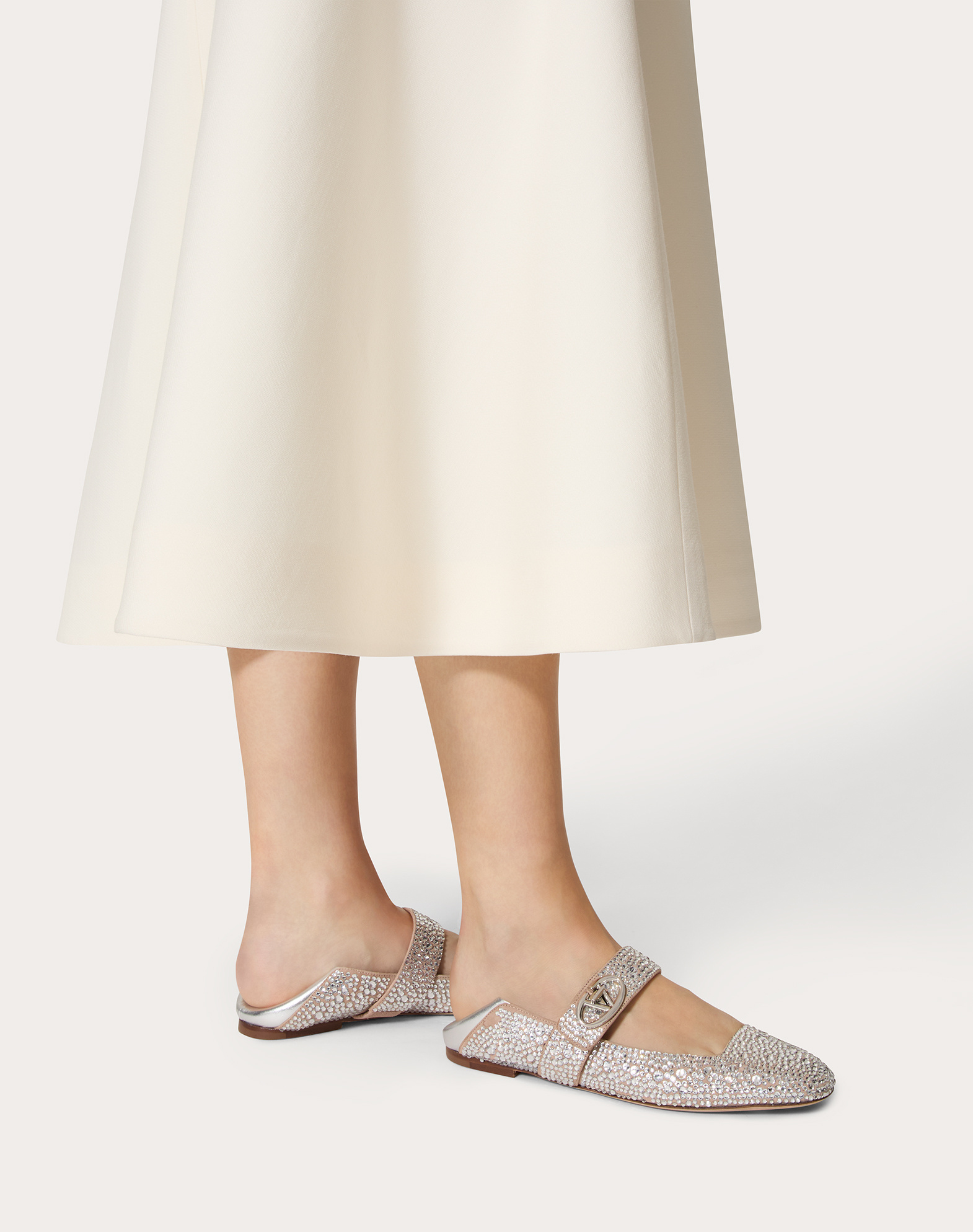 Valentino Garavani Woman Ballet Flats Silver Size 8 Leather In Silver