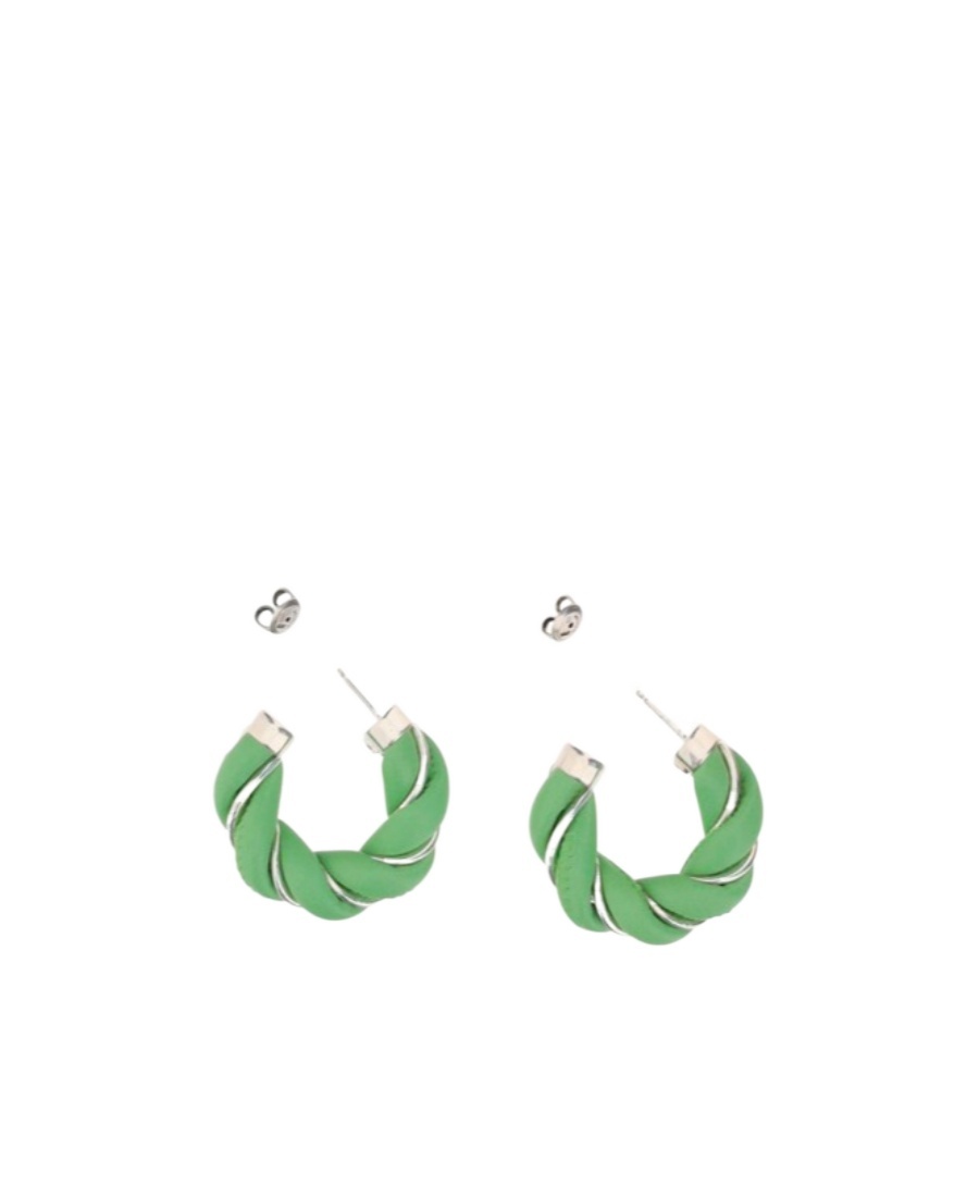 Bottega Veneta Pastel Green Nappa Leather And 925 Silver Earrings In Green