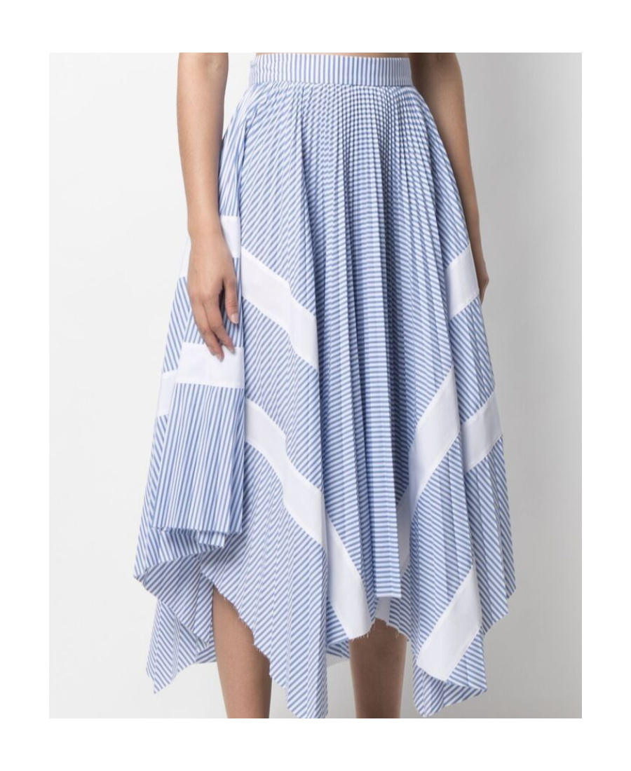 Palm Angels Pinstriped Asymmetric Skirt In Blue