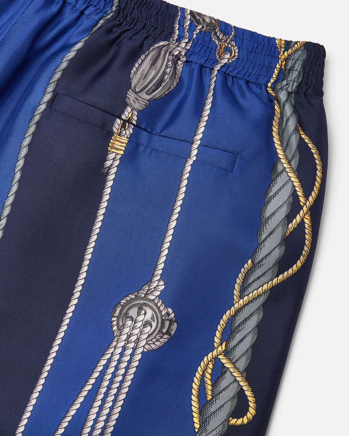 Versace Nautical Printed Silk Shorts In Blue