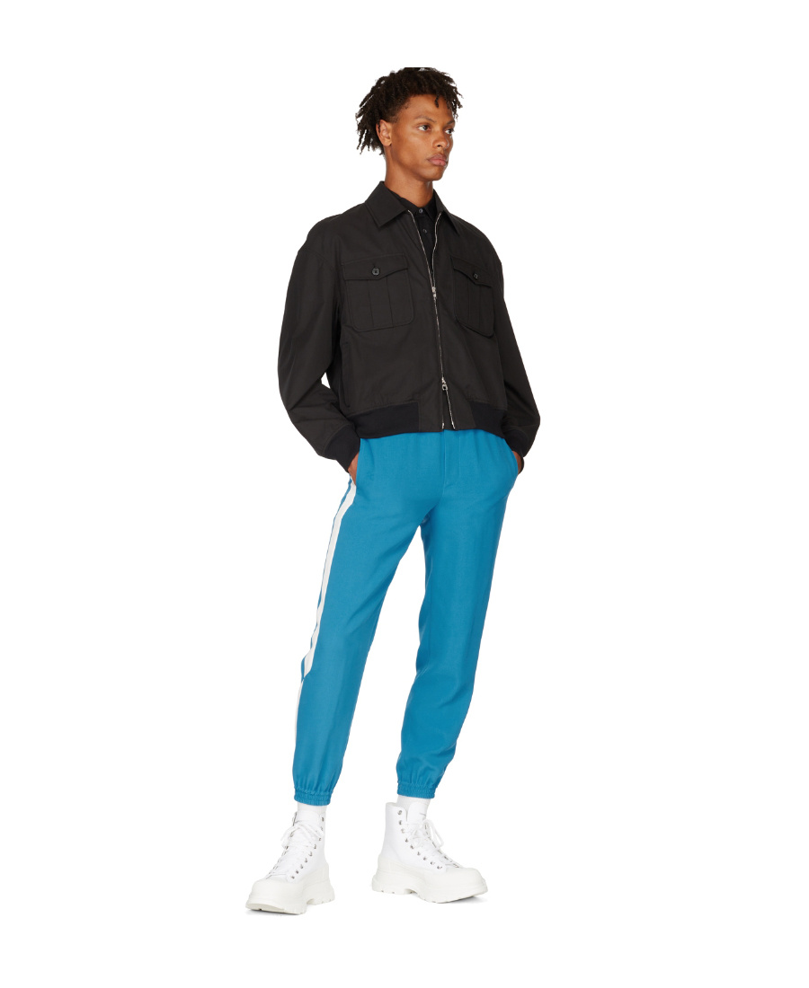 Alexander Mcqueen Blue Viscose Lounge Pants In Blue