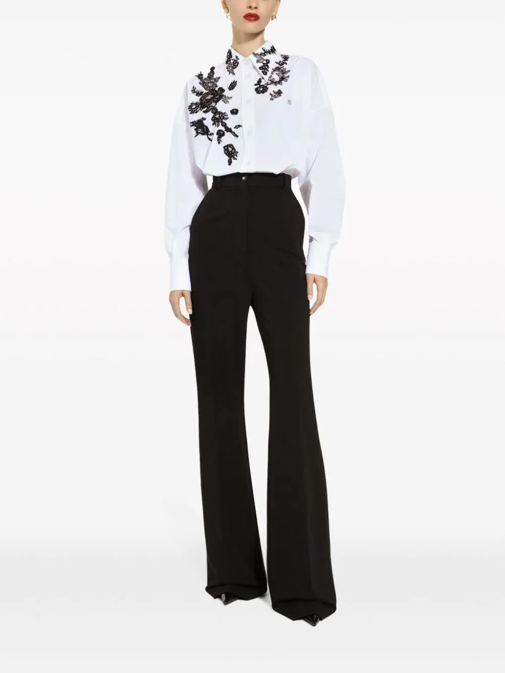 Dolce & Gabbana Women's Flare Fit Pants In Black