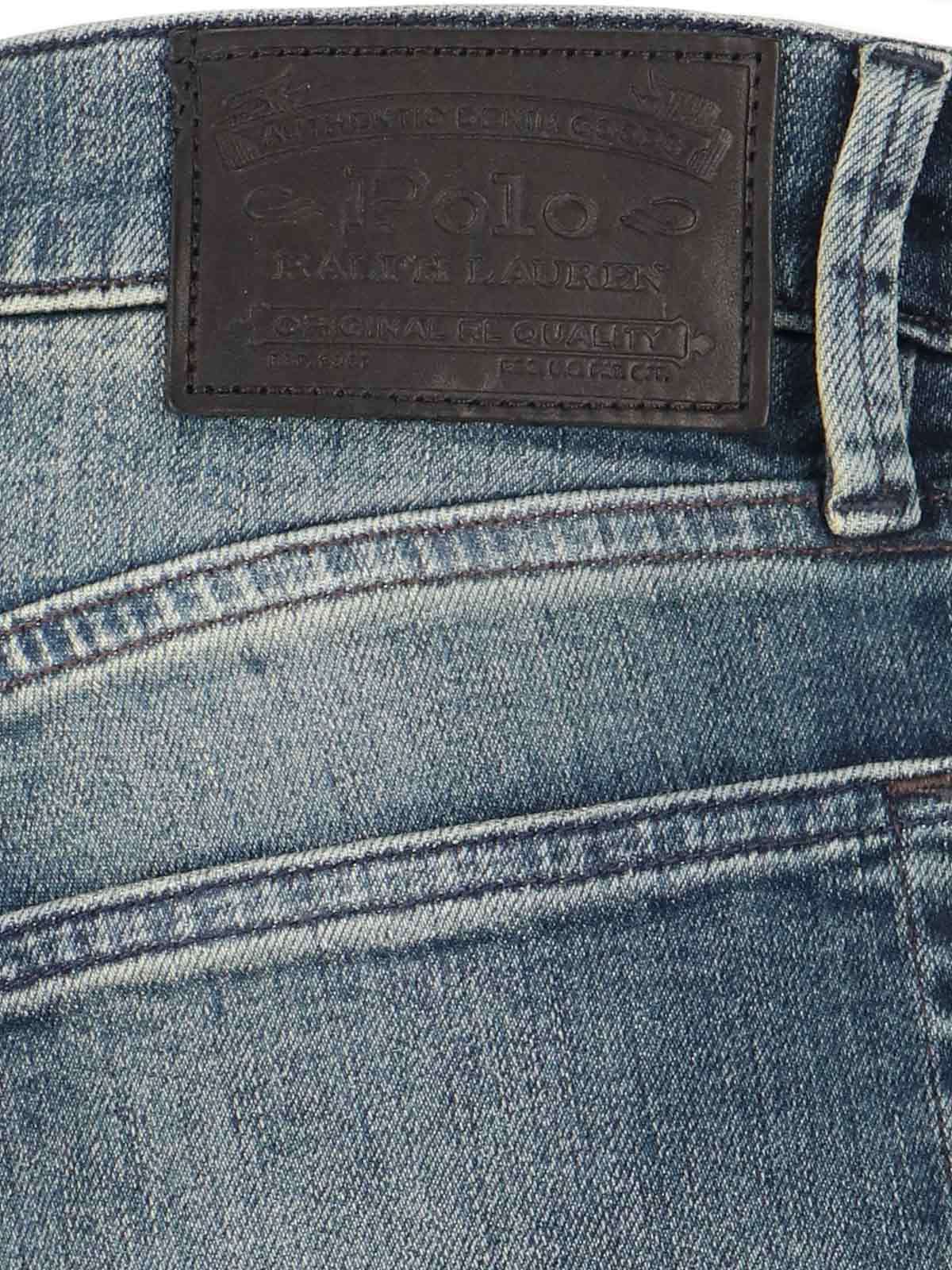 Polo Ralph Lauren Straight Trousers With Belt Loops And Faded Effect In Blue