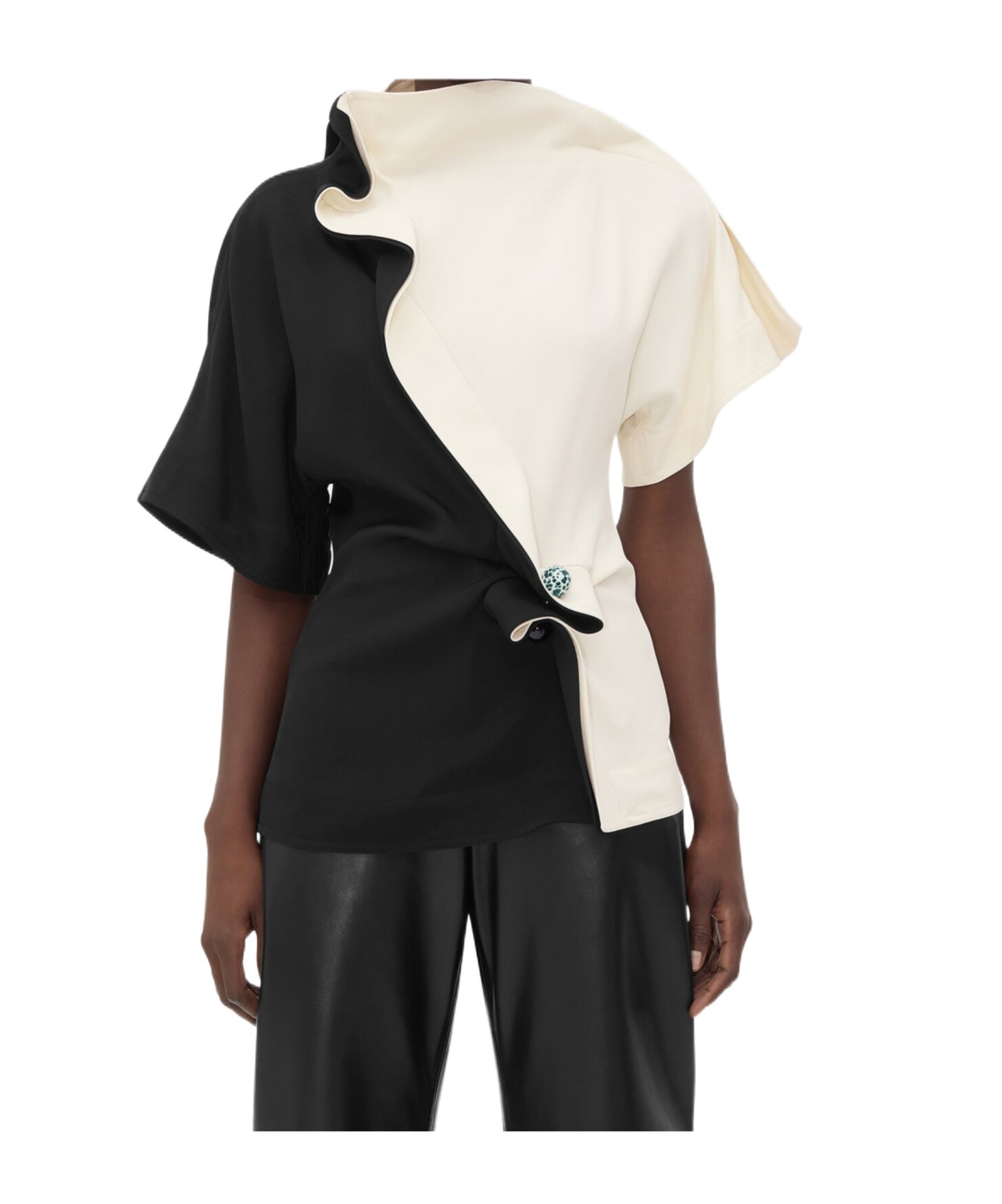 Bottega Veneta Fluid Viscose Piercing Top In Black