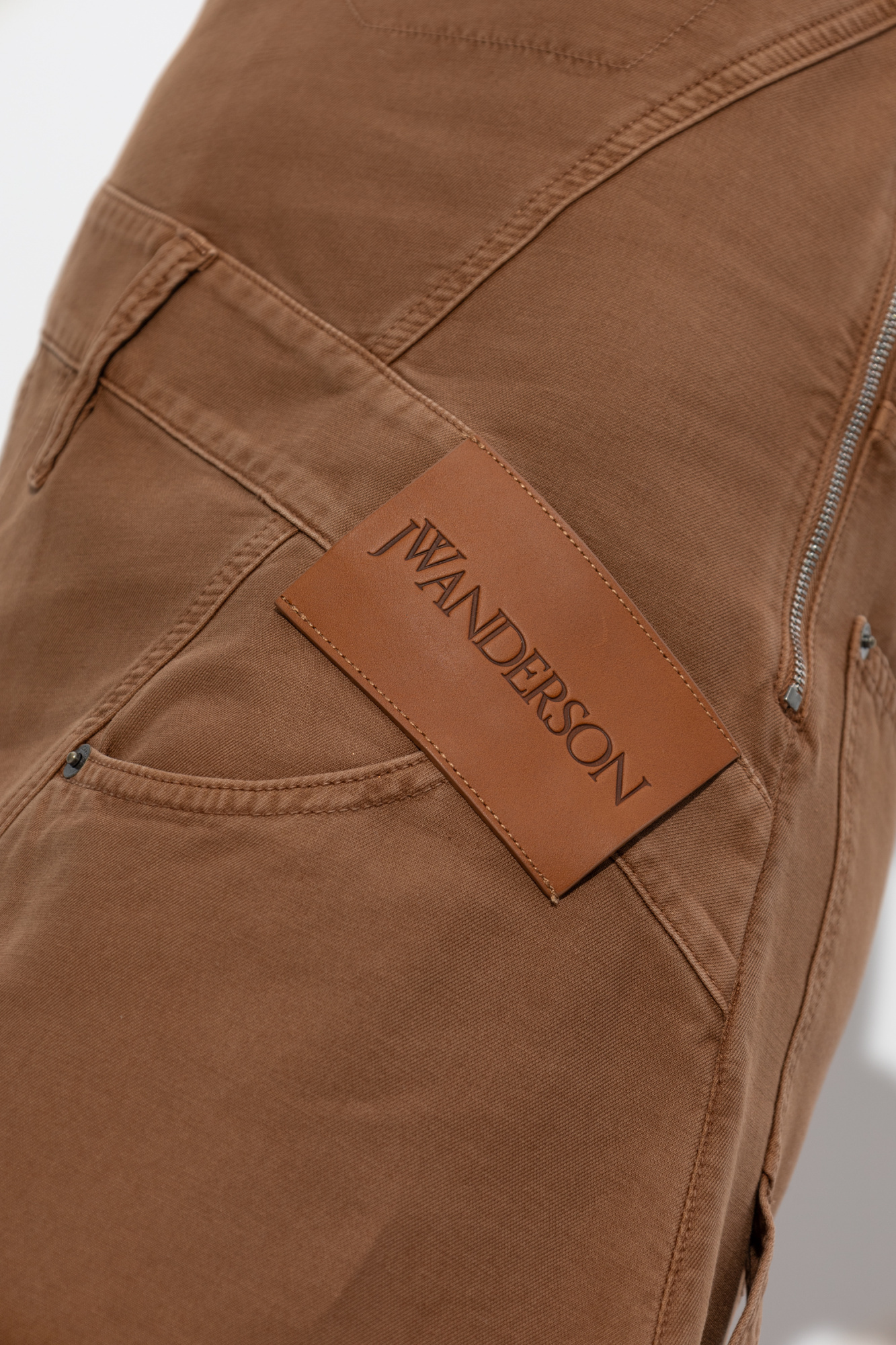 Jw Anderson Logo-appliqué Midi Dress In Brown