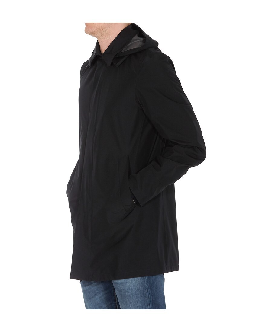 Herno Lightweight Hooded Raffia Jacket For Men In Black