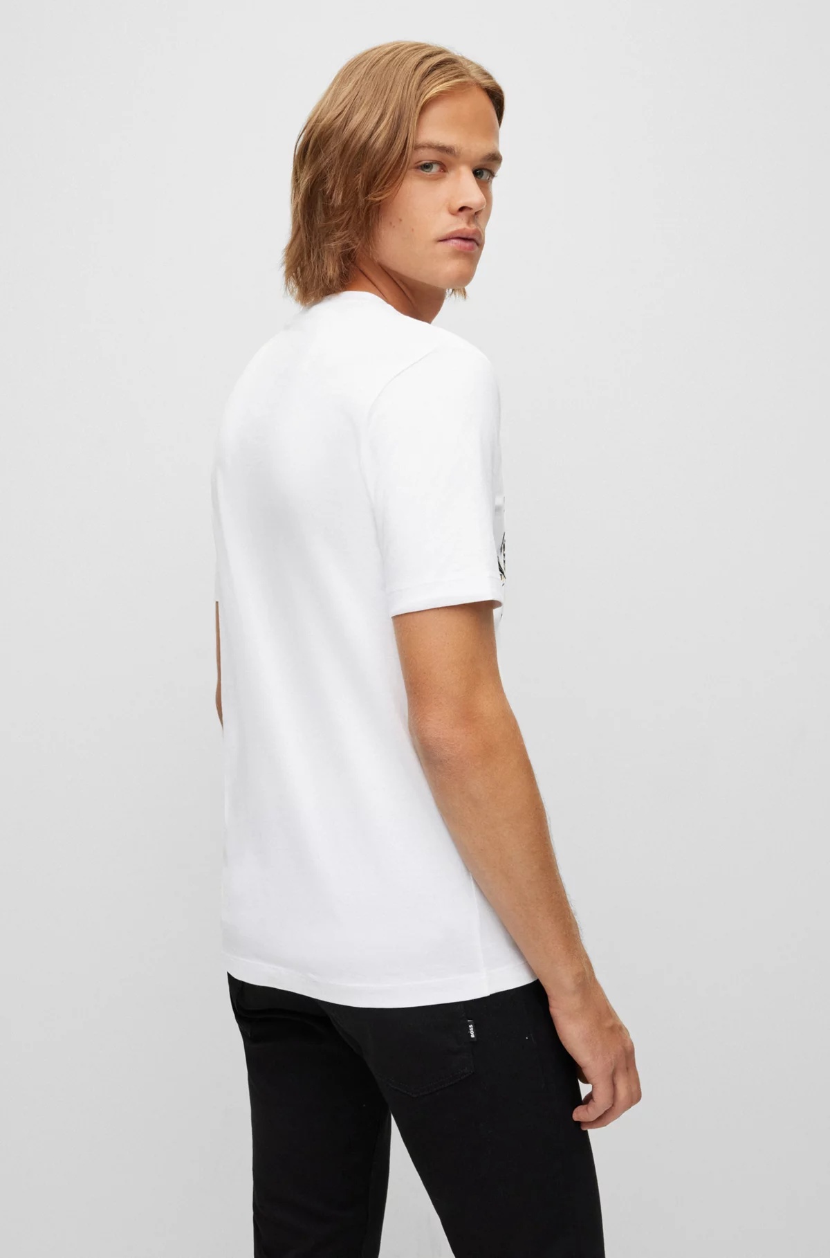 Hugo Boss Illustration-style Logo-print T-shirt In Multicolor