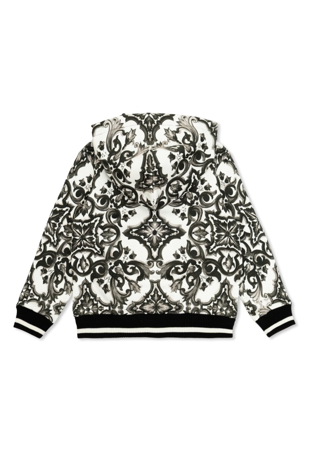 Dolce & Gabbana Majolica-print Cotton Hoodie In Black
