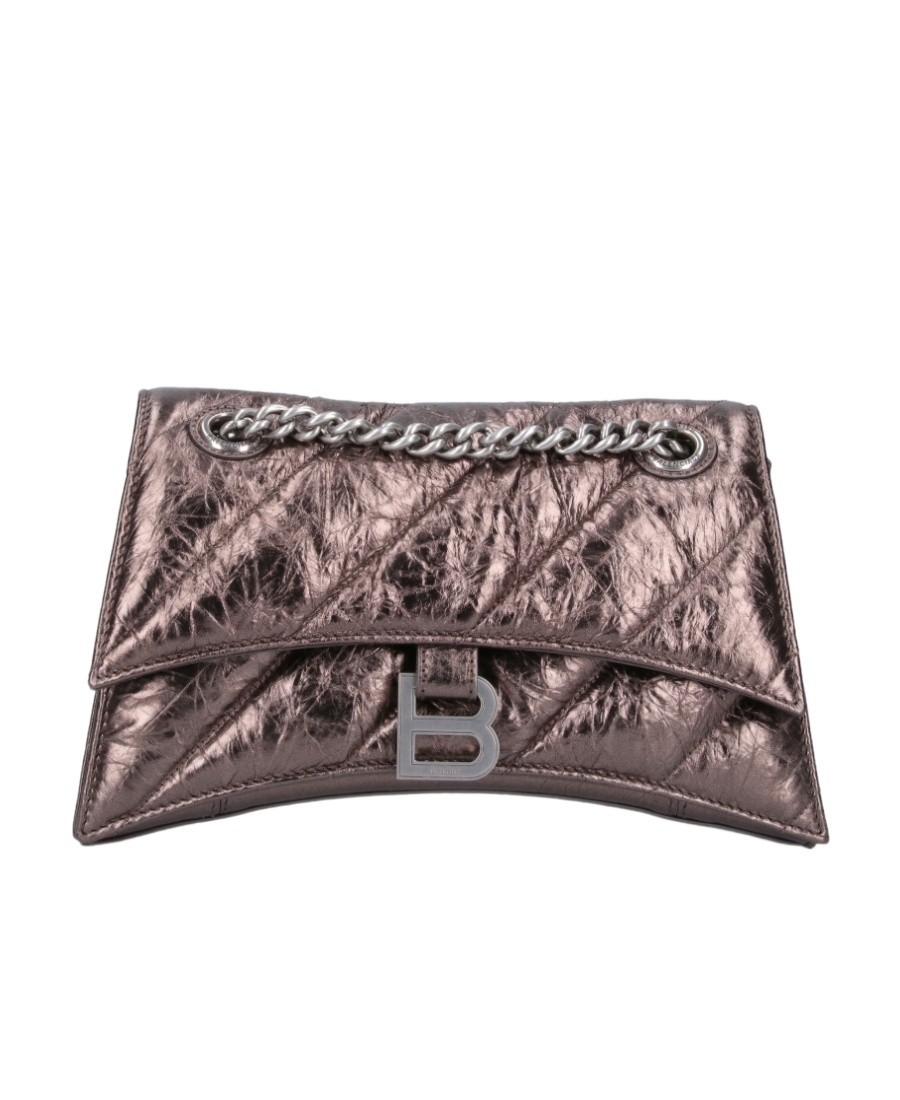 Balenciaga Small Crush Leather Shoulder Bag In Black