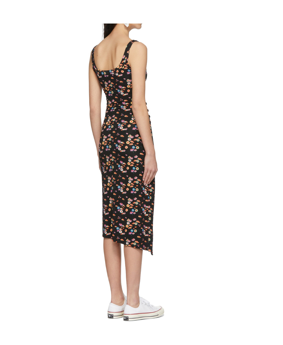 Rabanne Black Sleeveless Medium-length Dress In Multicolor