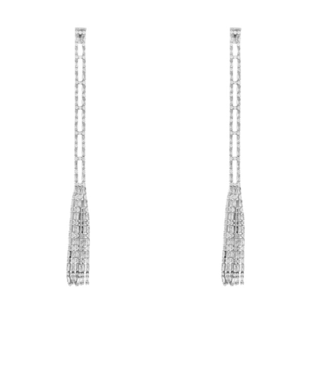 Dsquared2 Crystal Drop Earrings Geometric Detailing In Metallic