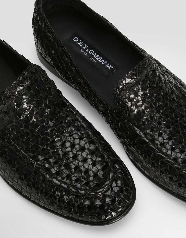 Dolce & Gabbana Slipper From The Dg Evening Line In Shiny Goatskin Woven In Black