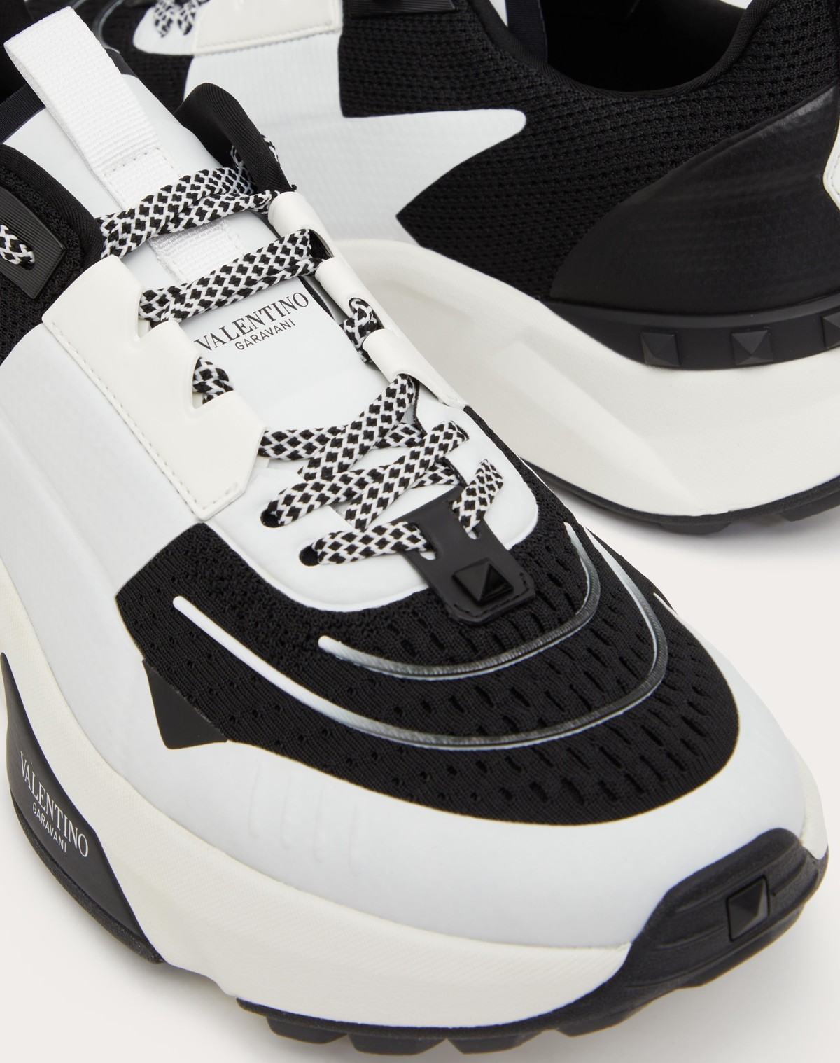 Valentino True Act Leather-trimmed Mesh And Rubber Sneakers In White