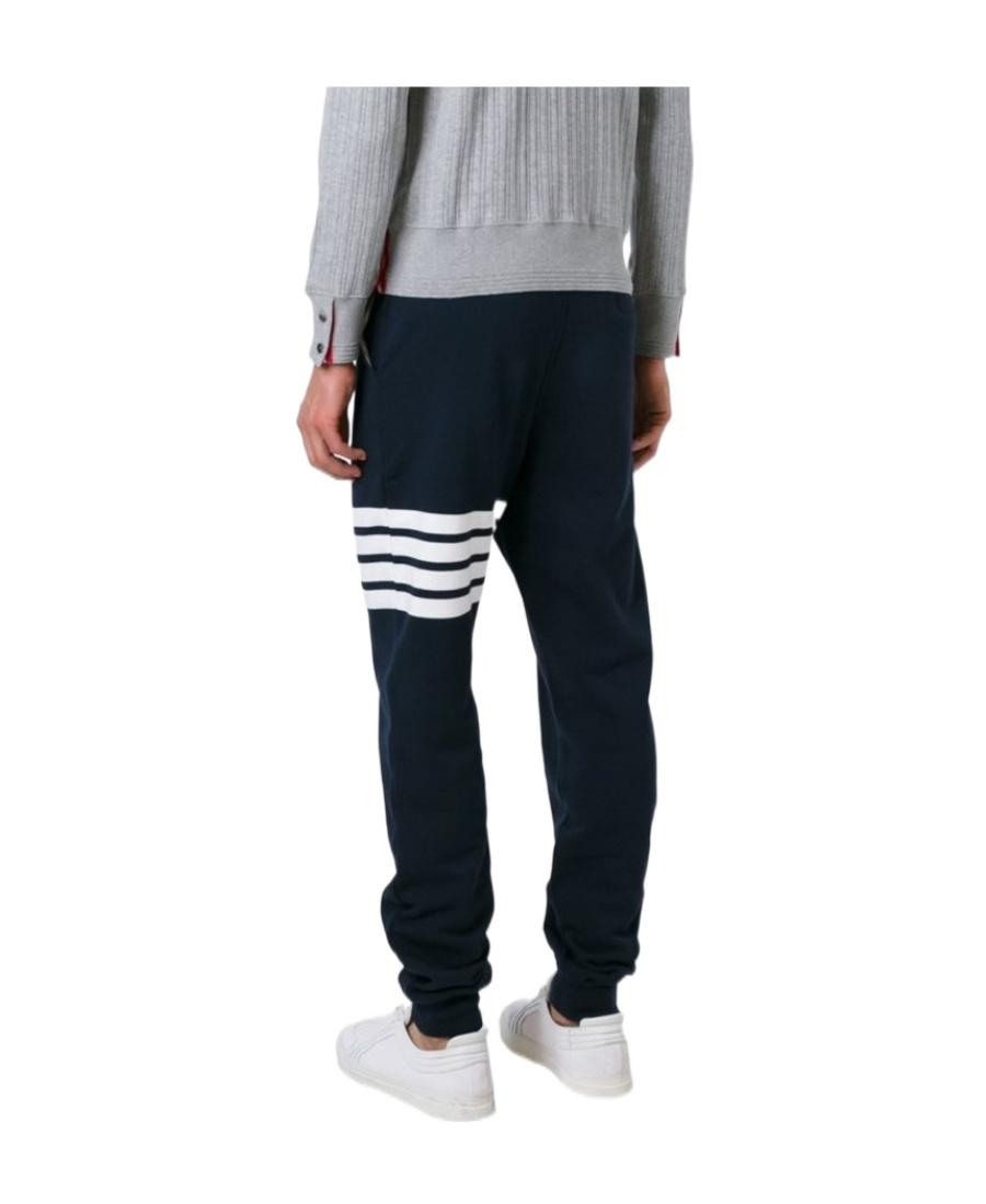 Thom Browne Tapered Striped Loopback Cotton-jersey Sweatpants In Blue