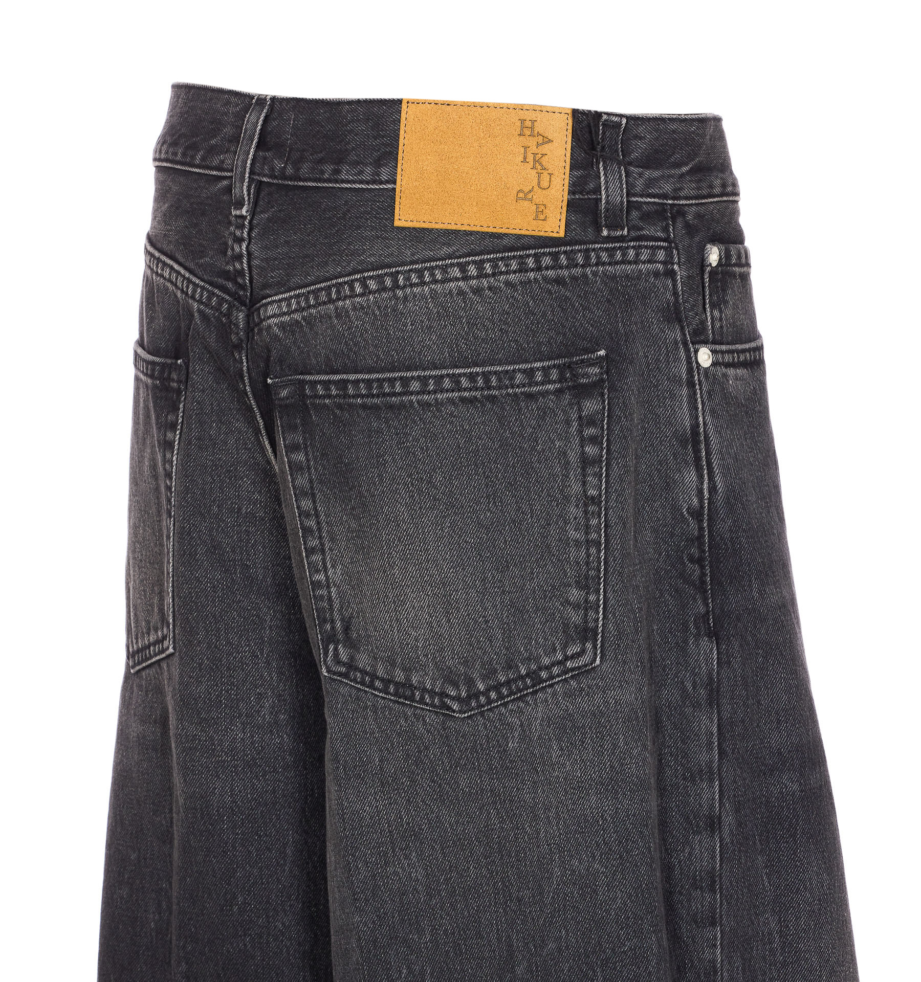 Haikure Wide Leg Five Pocket Trousers With Patch In Black