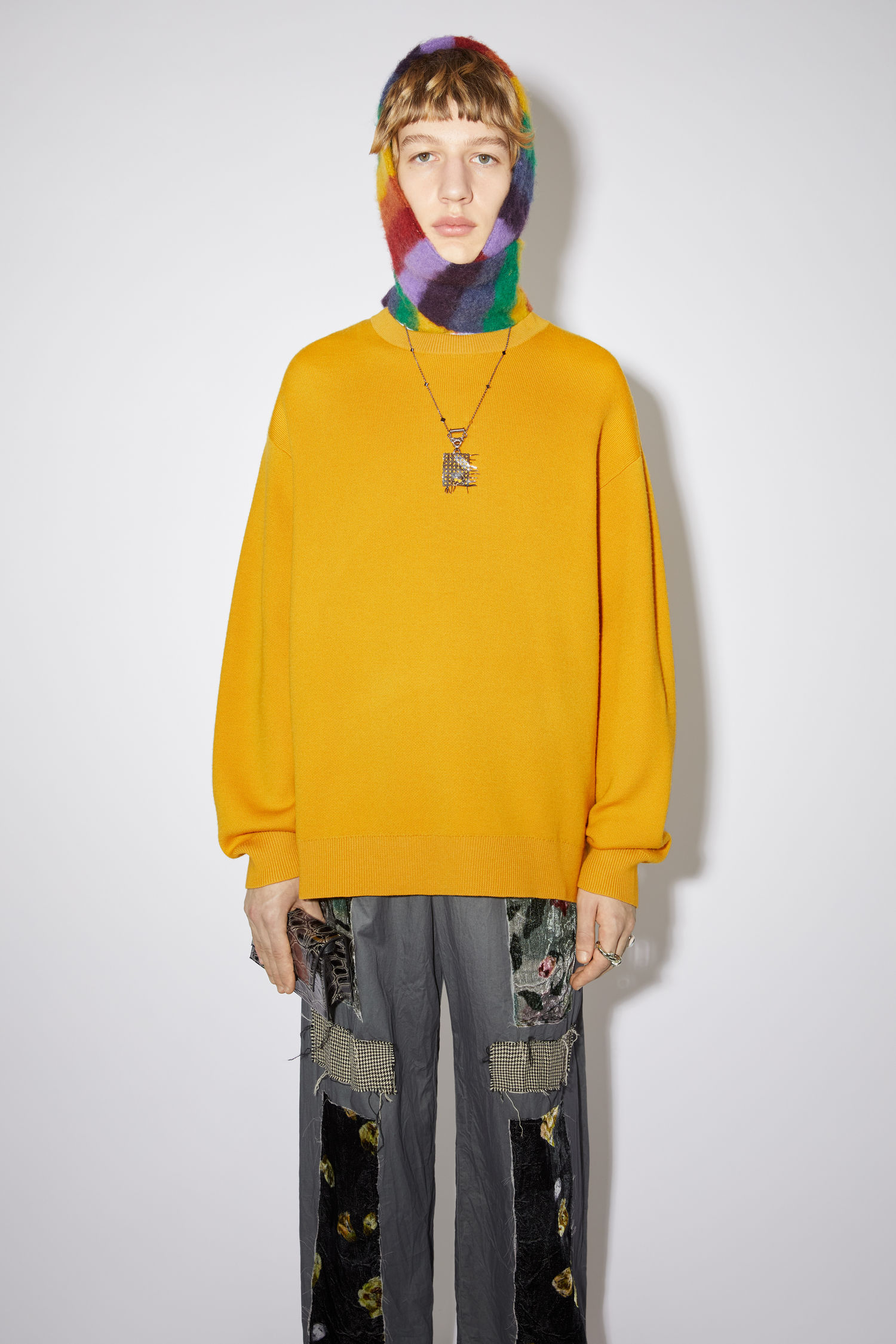 Acne Studios Round-neck Knitted Pullover In Yellow