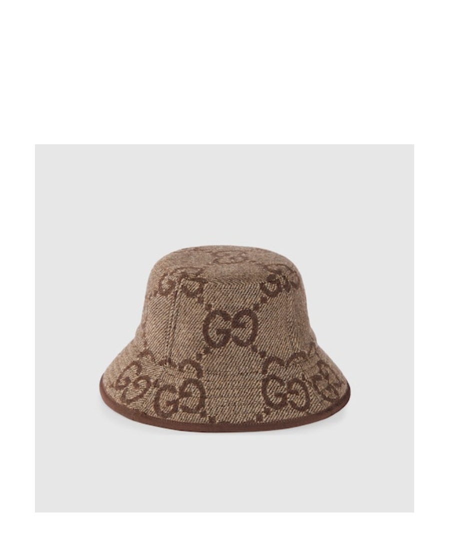 Gucci Jumbo Gg Wool Bucket Hat In Brown