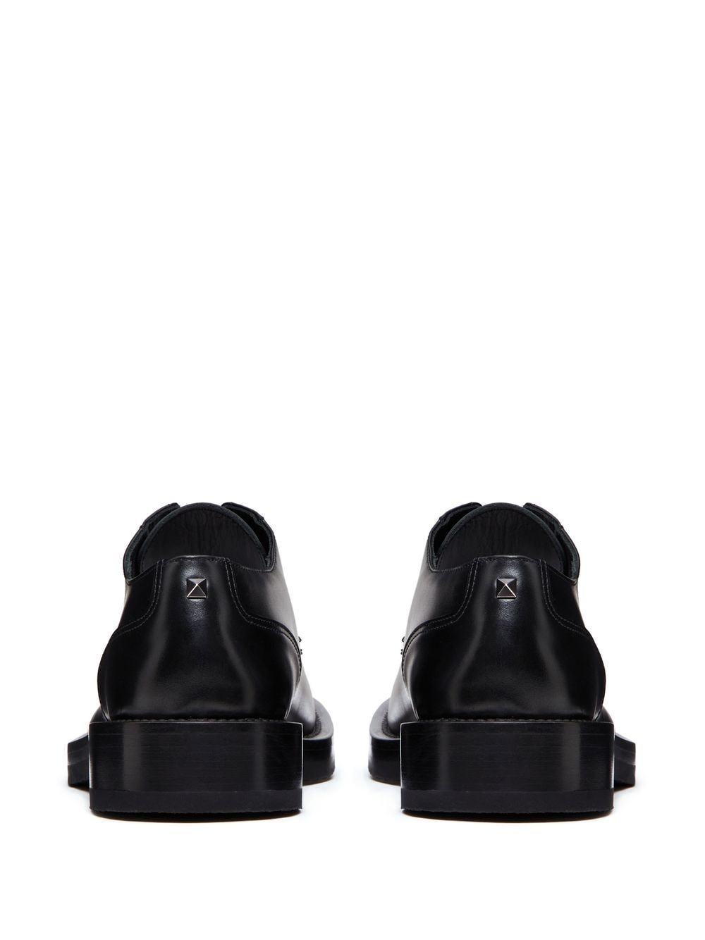 Valentino Derby Rockstud Essential Leather Lace-up Shoes In Animal Print