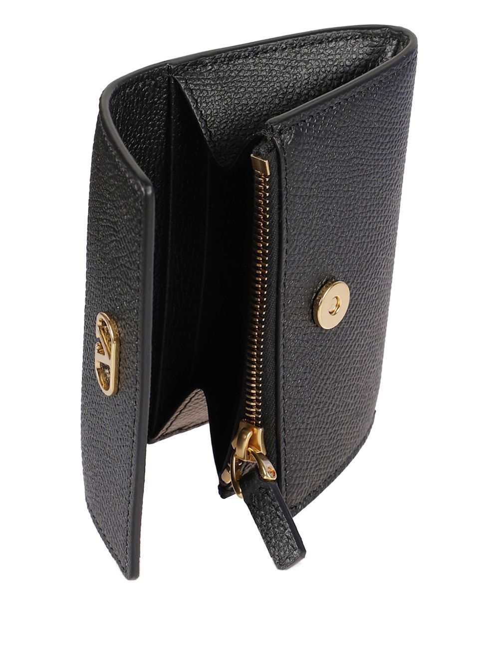 Valentino Garavani Leather Wallet With Logo Plaque In Black