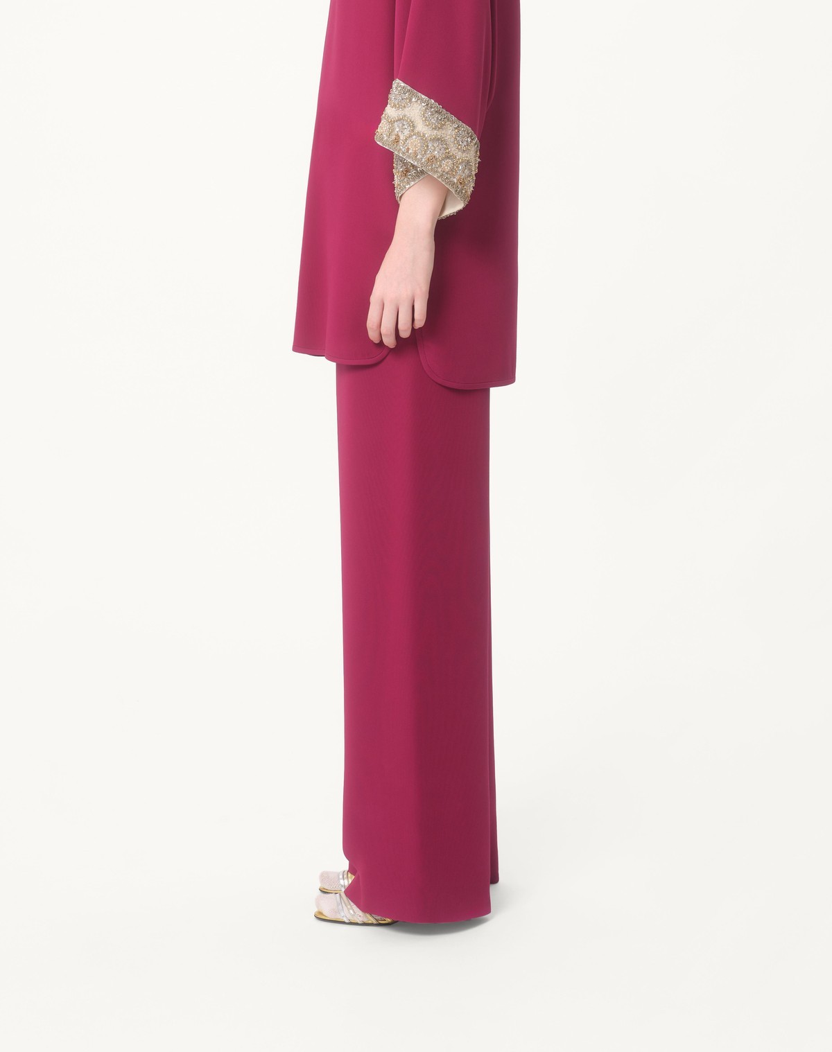 Valentino Cady Couture Wide-leg Pants In Red