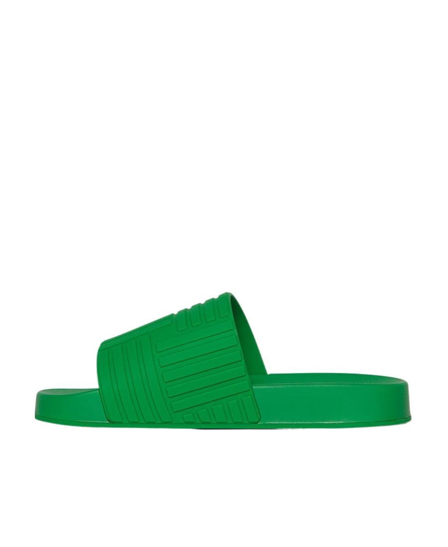 Bottega Veneta Intrecciato Logo-embossed Slides In Green