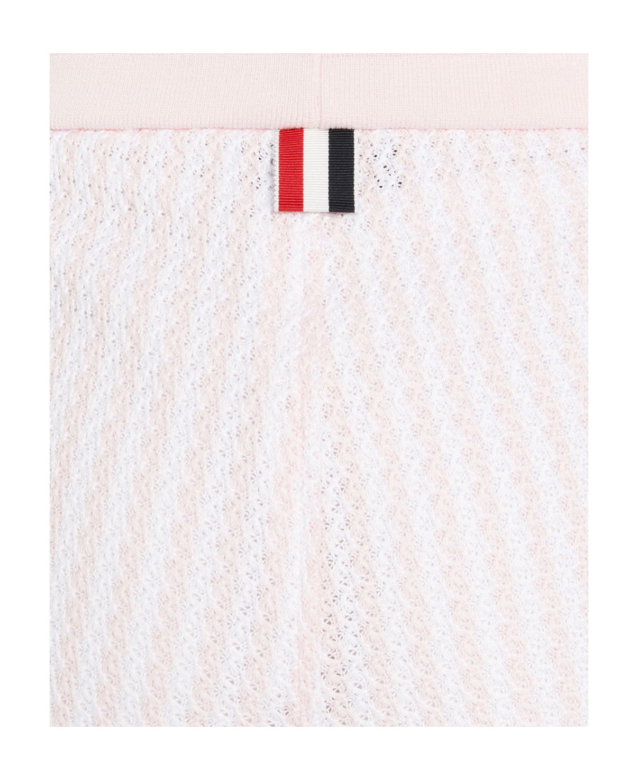 Thom Browne Rwb Stripe Knitted Cotton Shorts In White