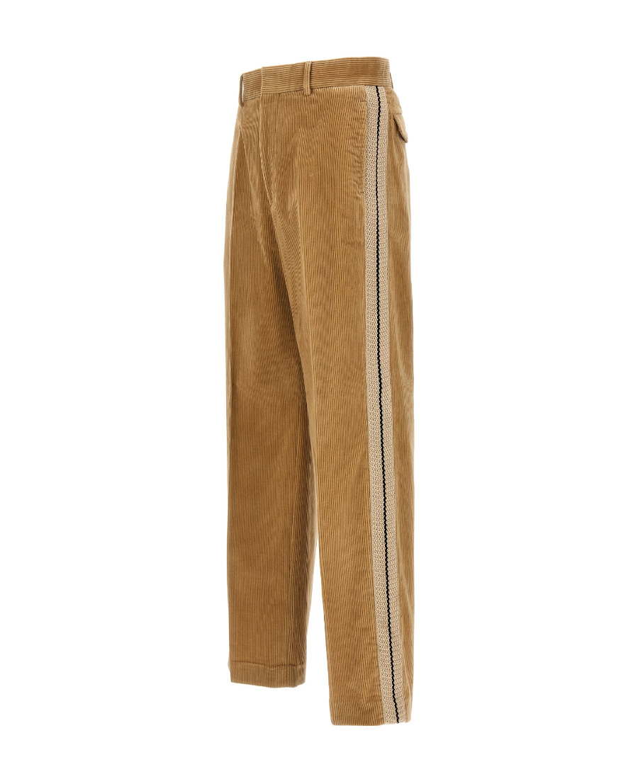 Palm Angels Corduroy Suit Tape Trousers In Brown