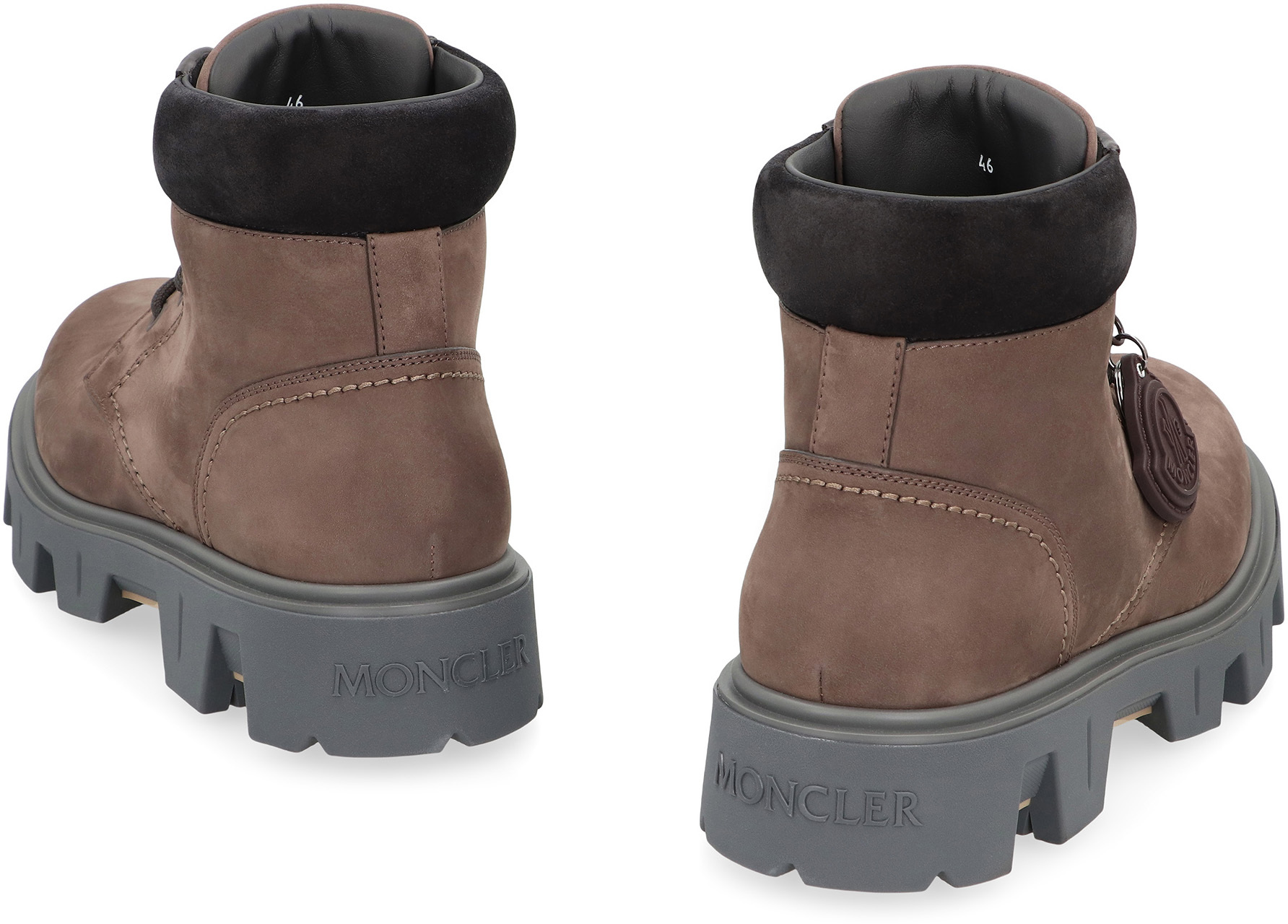 Moncler Peak City Leather Lace-up Boots In Brown