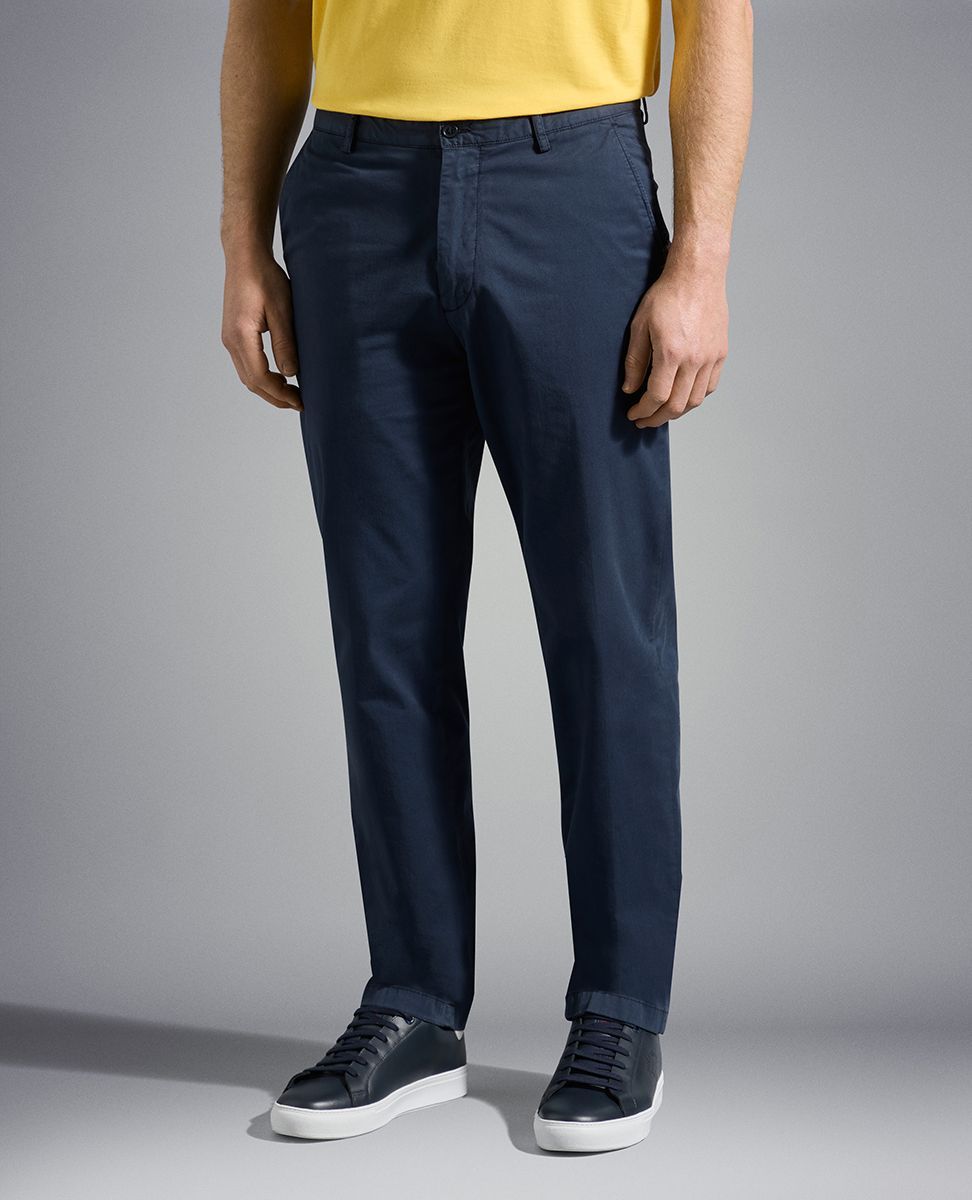 Paul & Shark Stretch Organic Cotton Trousers In Black