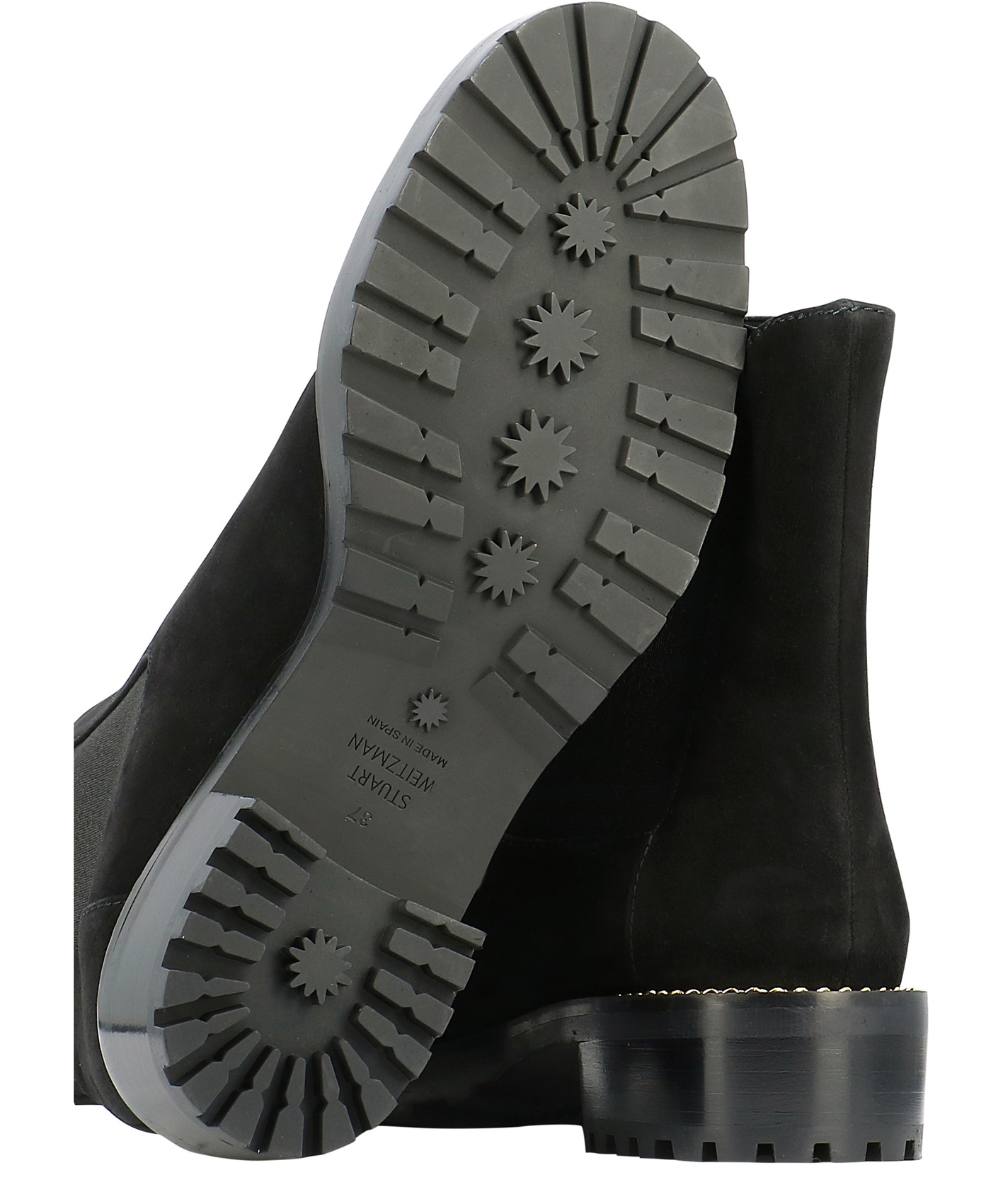 Stuart Weitzman Kolbie Shine Womens Suede Embellished Ankle Boots In Black