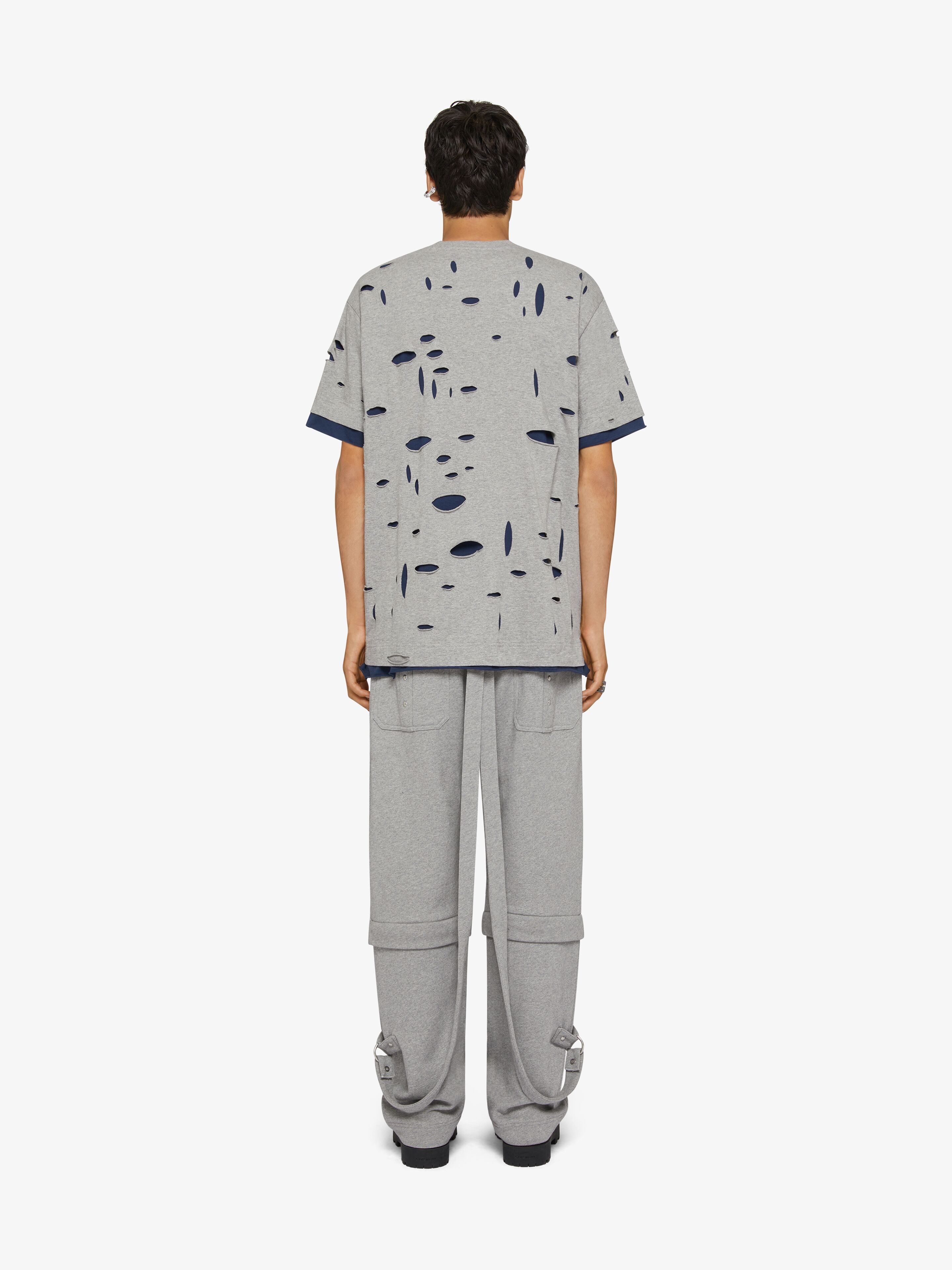 Shop Givenchy Oversized T-shirt In Destroyed Cotton In Gray
