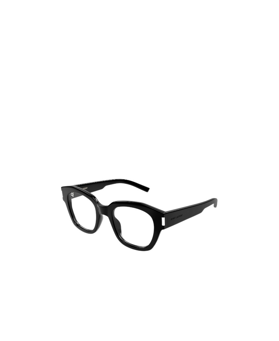 Saint Laurent Logo-engraved Square-frame Glasses In Black