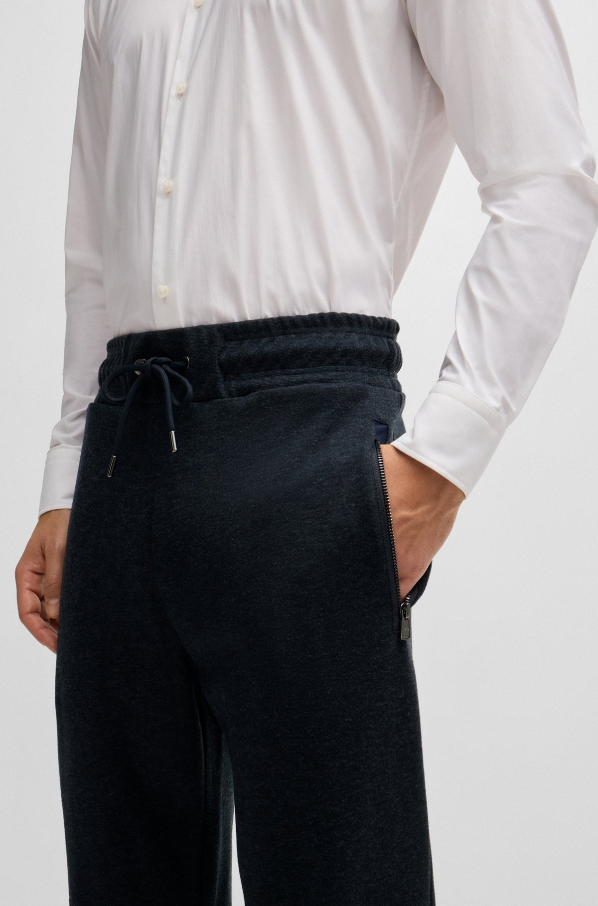 Hugo Boss Elastic Waist Wool Sweatpants In Black