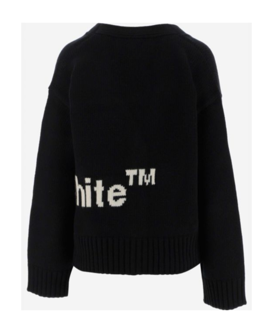 Off-white Logo-intarsia Knit Cardigan In Black
