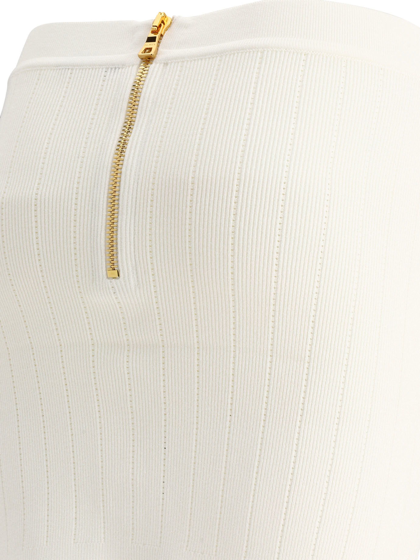 Balmain Button-detail Knitted Miniskirt In Nude