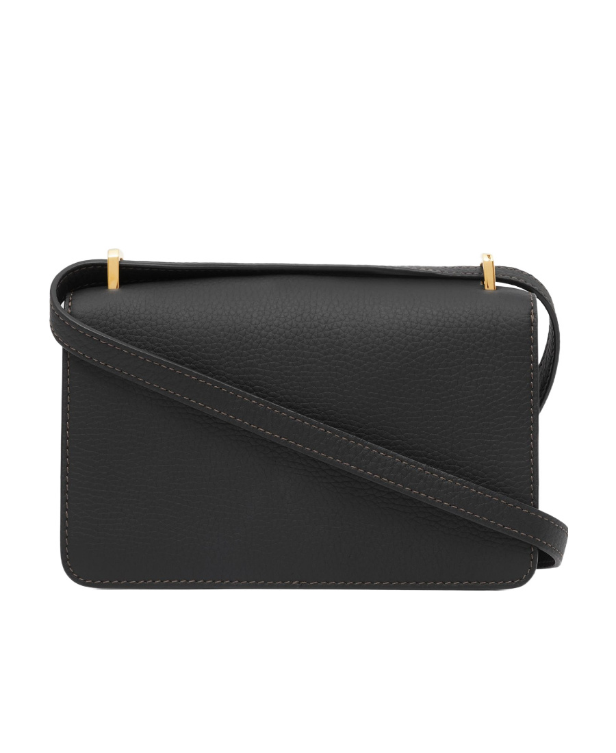 Burberry Tb-plaque Leather Crossbody Bag In Black