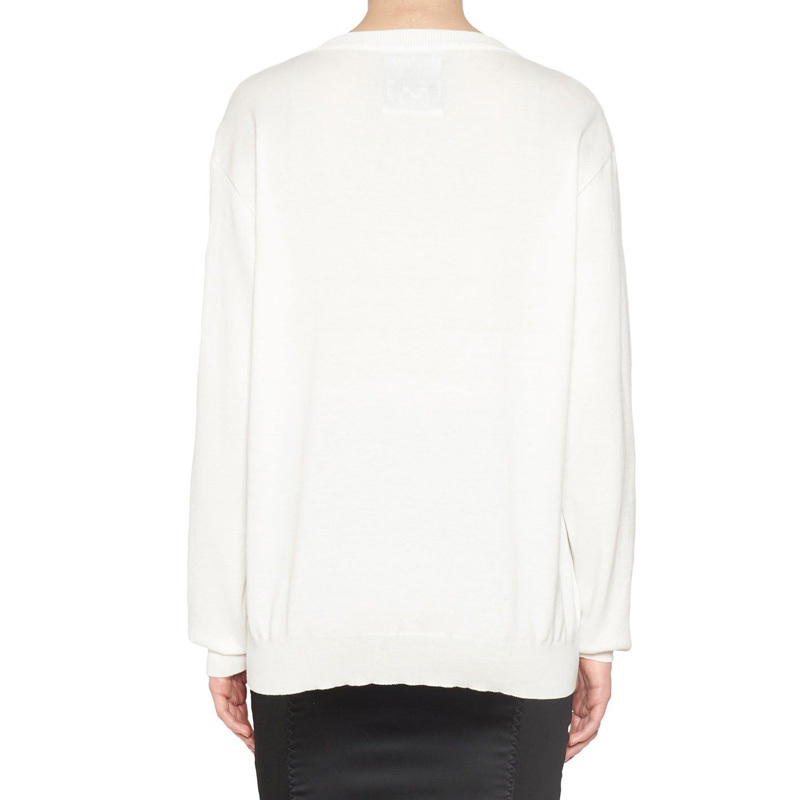 Moschino Bear Pin Wool Knitted Pullover In White