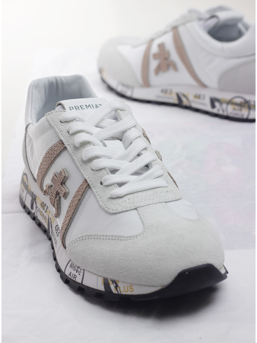Premiata Logo Casual Sports Shoes In White
