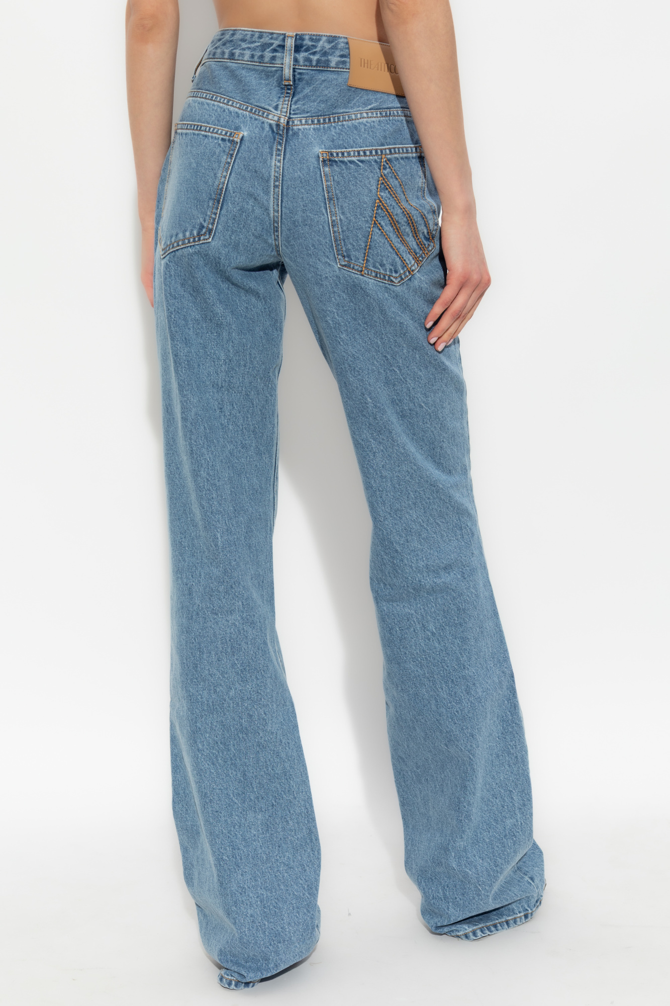Attico Belt Loop Denim Trousers In Blue