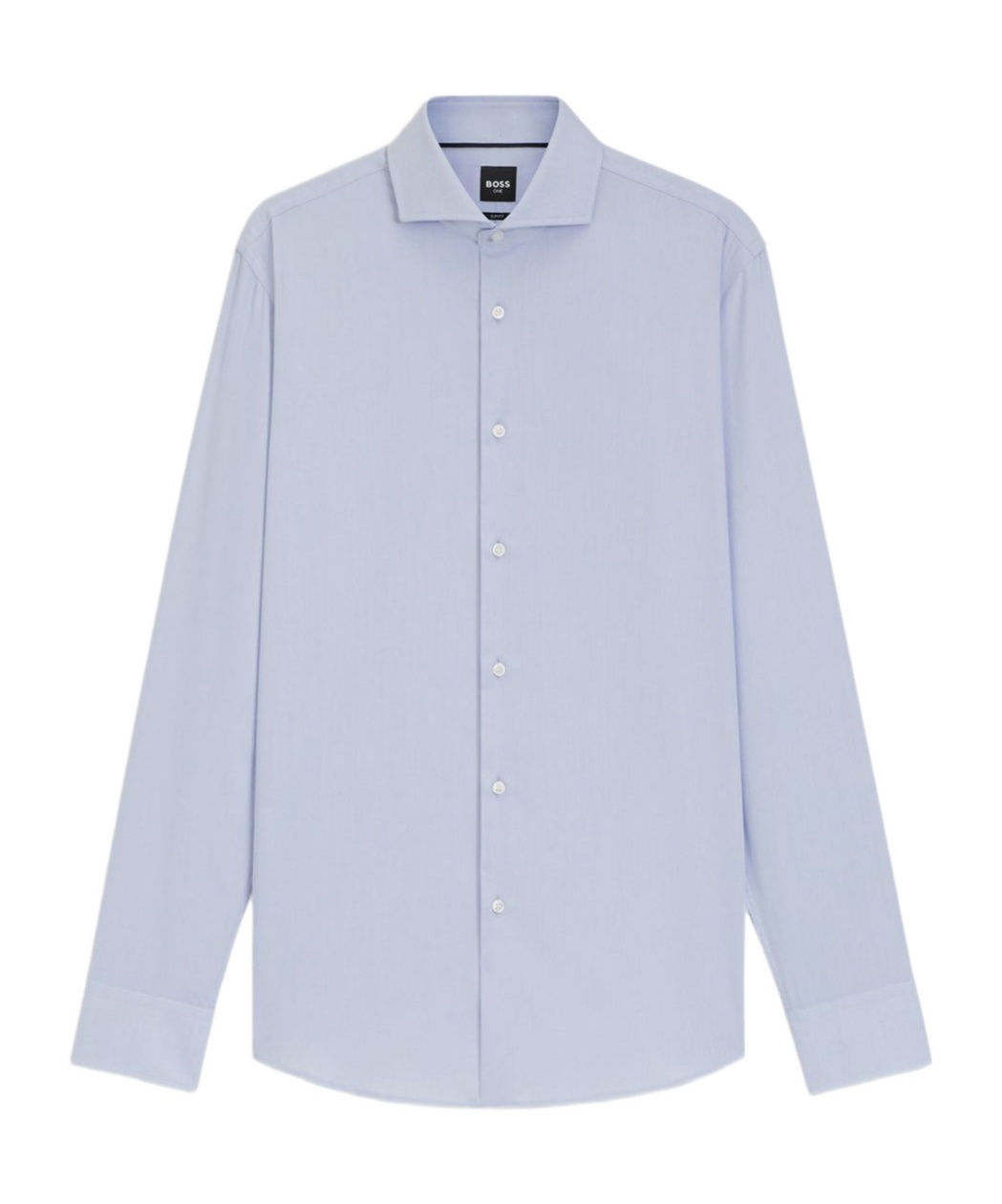 Hugo Boss Light Blue Cotton Shirt With Traditional Collar In Gray