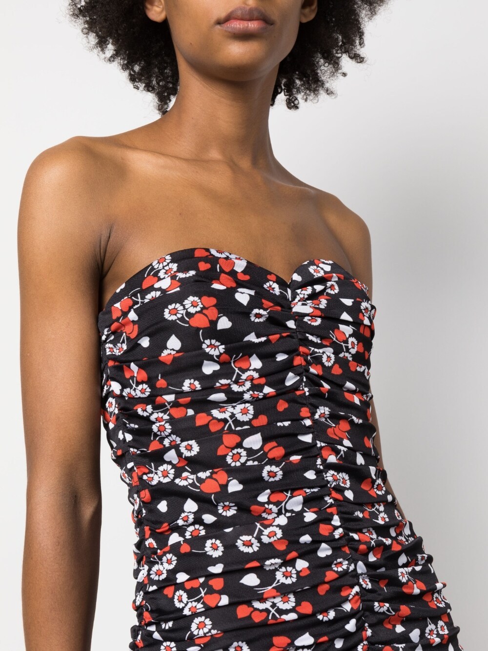 Moschino Floral-print Strapless Minidress In Black