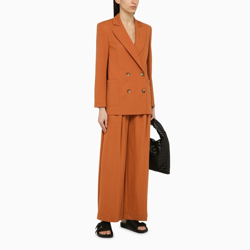 Harris Wharf London High-waisted Palazzo Pants In Brown