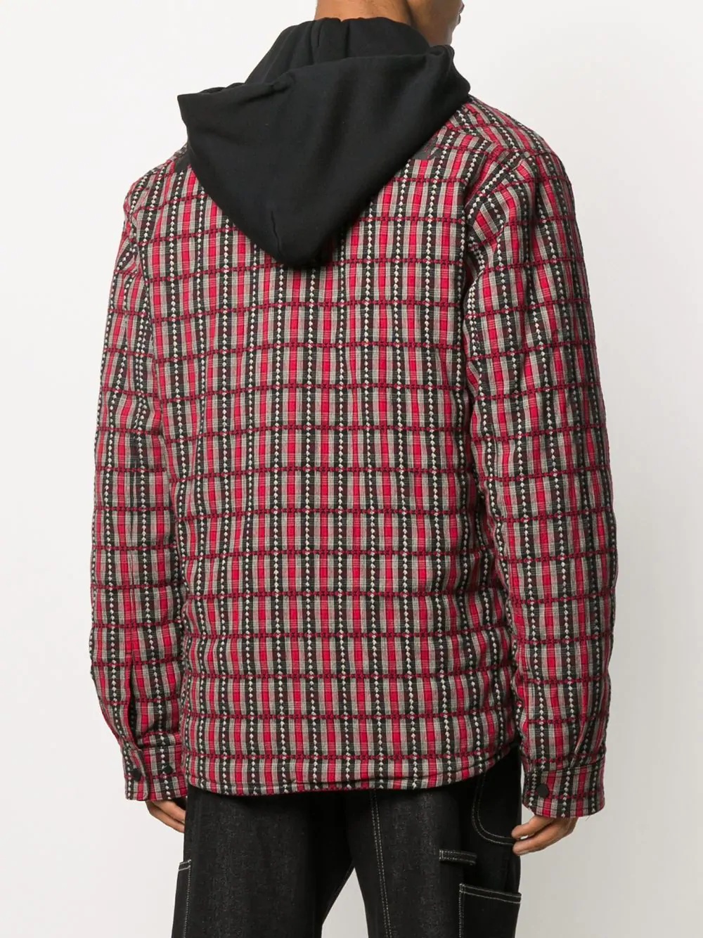 Off-white Check Hooded Jacket In Black